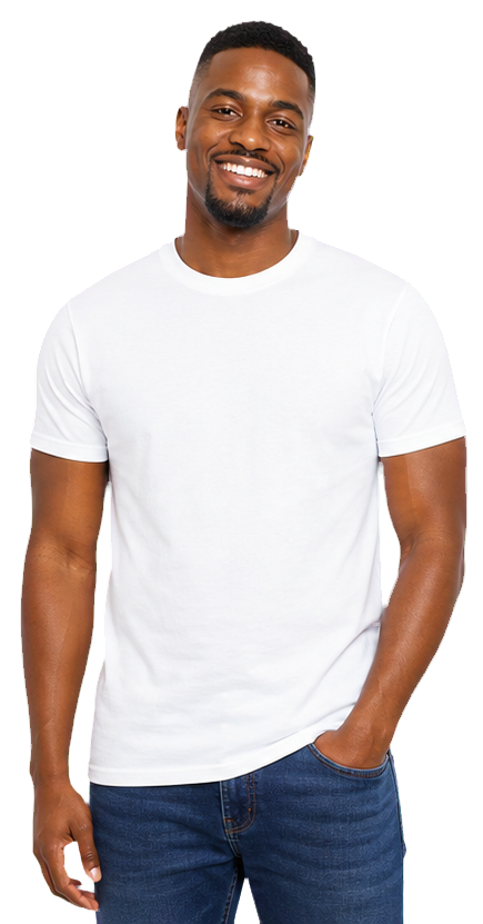 Man wearing a classic white T-shirt